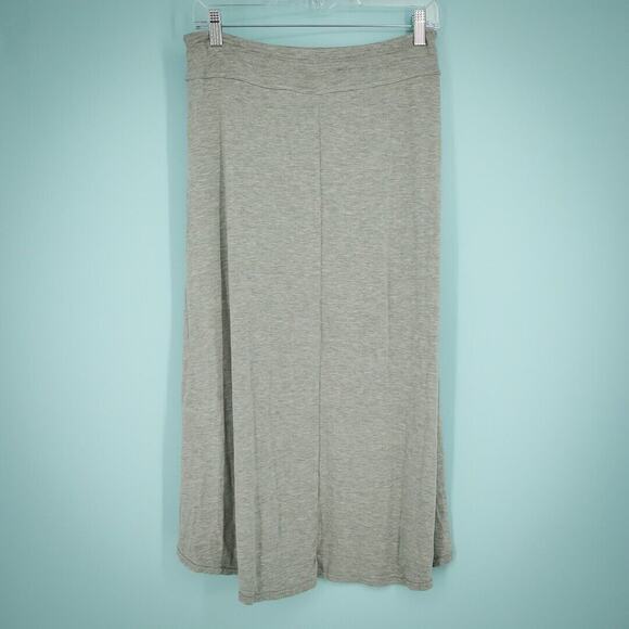 Athleta Size Small S Gray Pura Vida Midi Pull On Drawstring High Low Knit Skirt - Picture 2 of 6